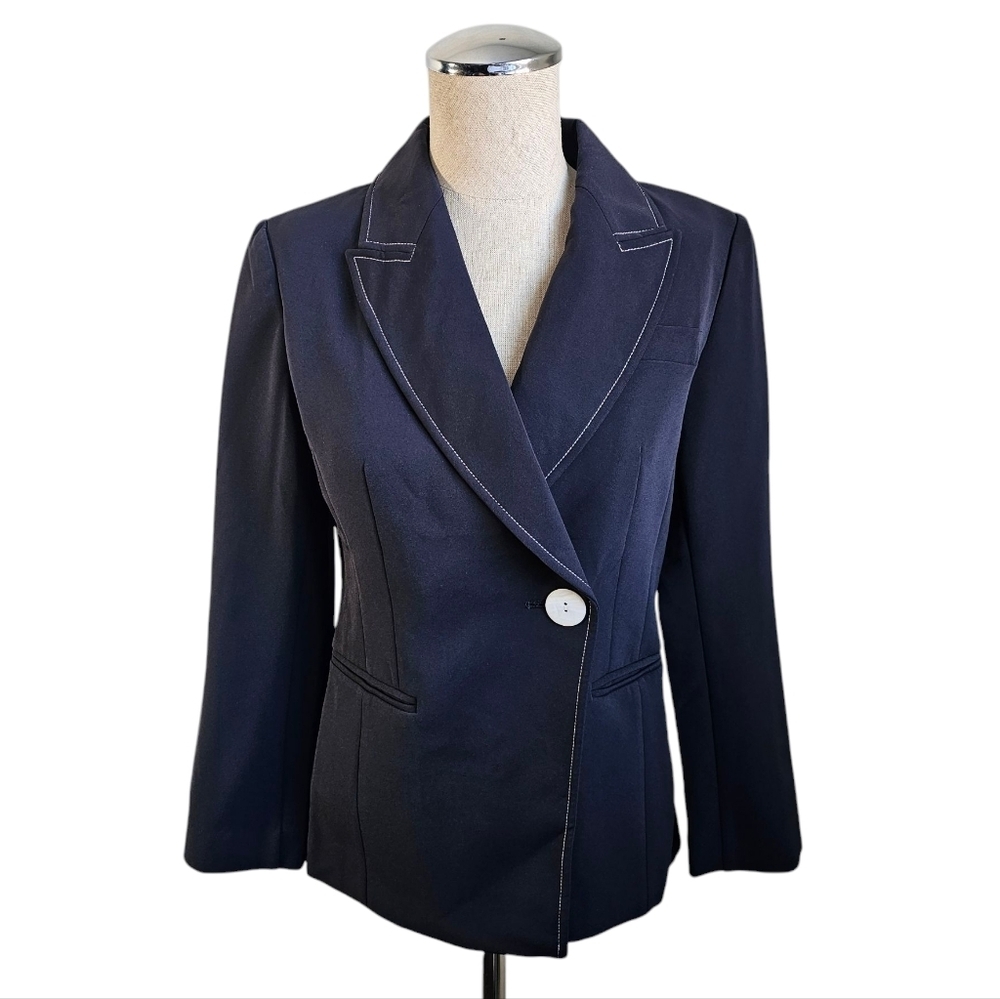 Lily Navy Blazer with White Stitching Size 2